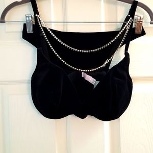 🖤Y2K VICTORIA SECRET VINTAGE BLACK  VELVET BRA WITH MATCHING THONG🖤